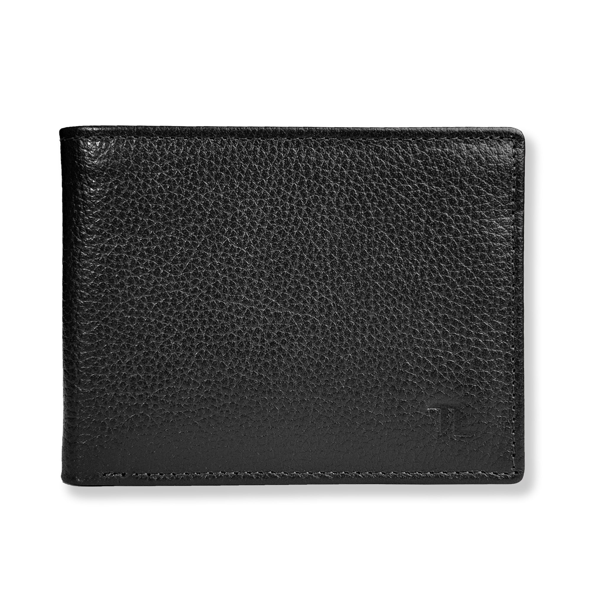Black leather wallet on a white background