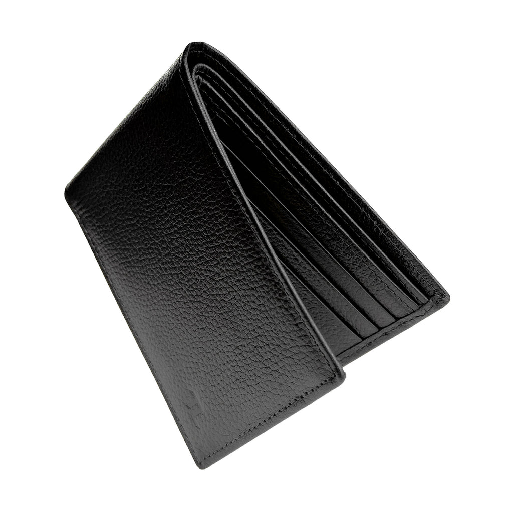Black leather wallet on a white background