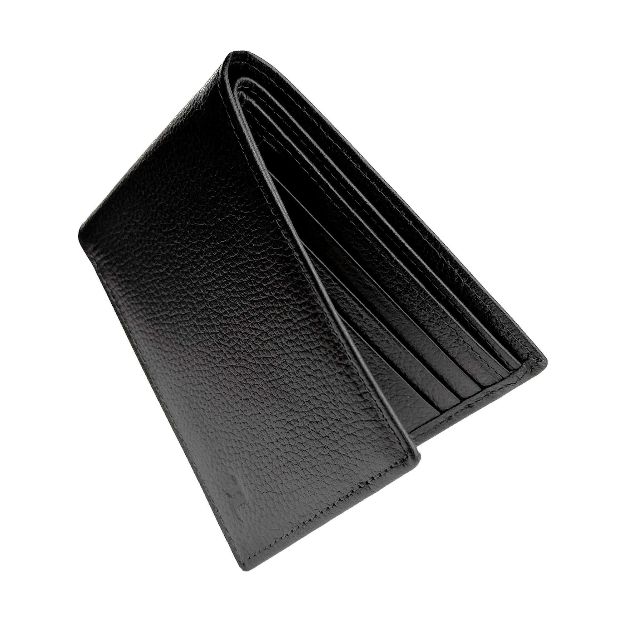 Black leather wallet on a white background