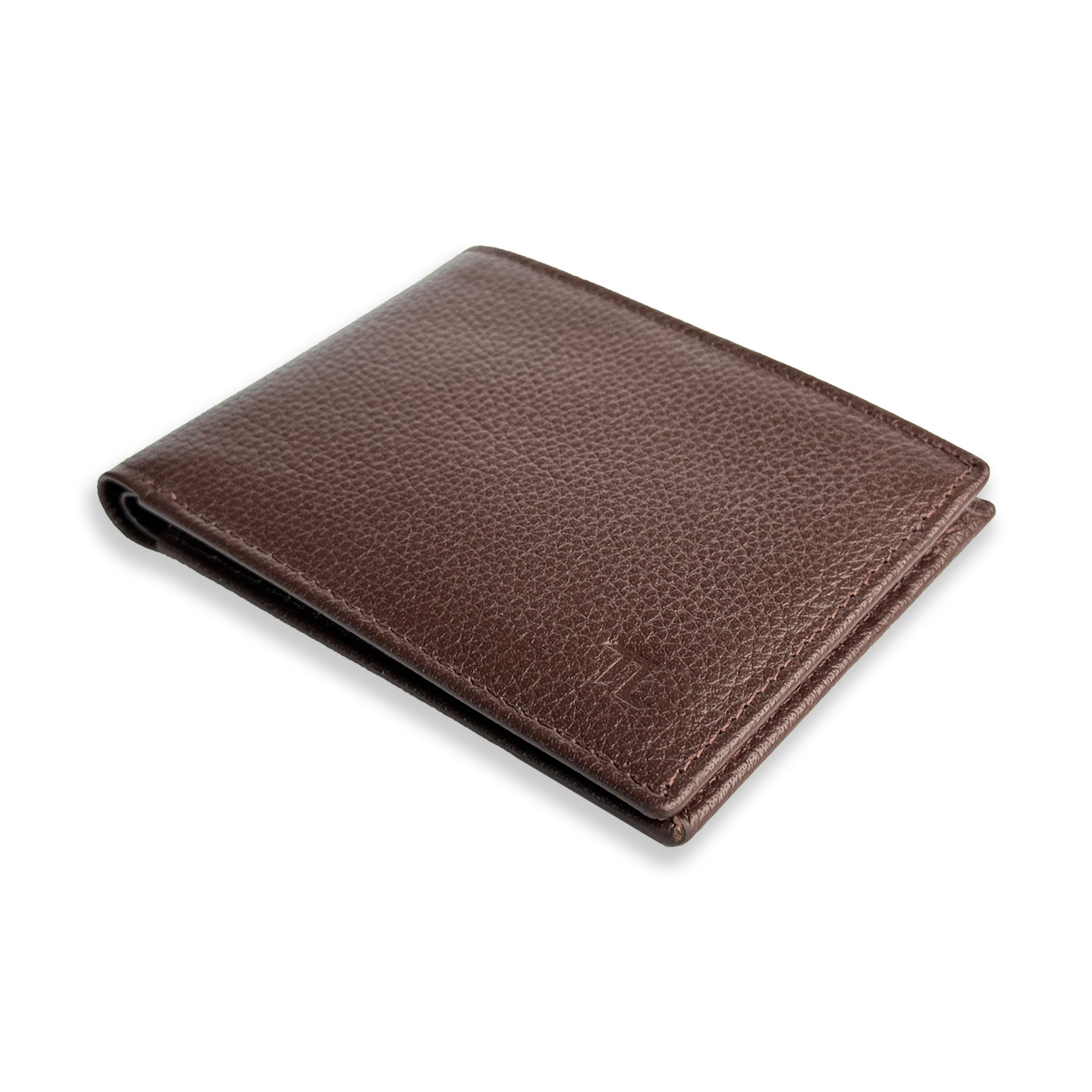 Brown leather wallet on a white background