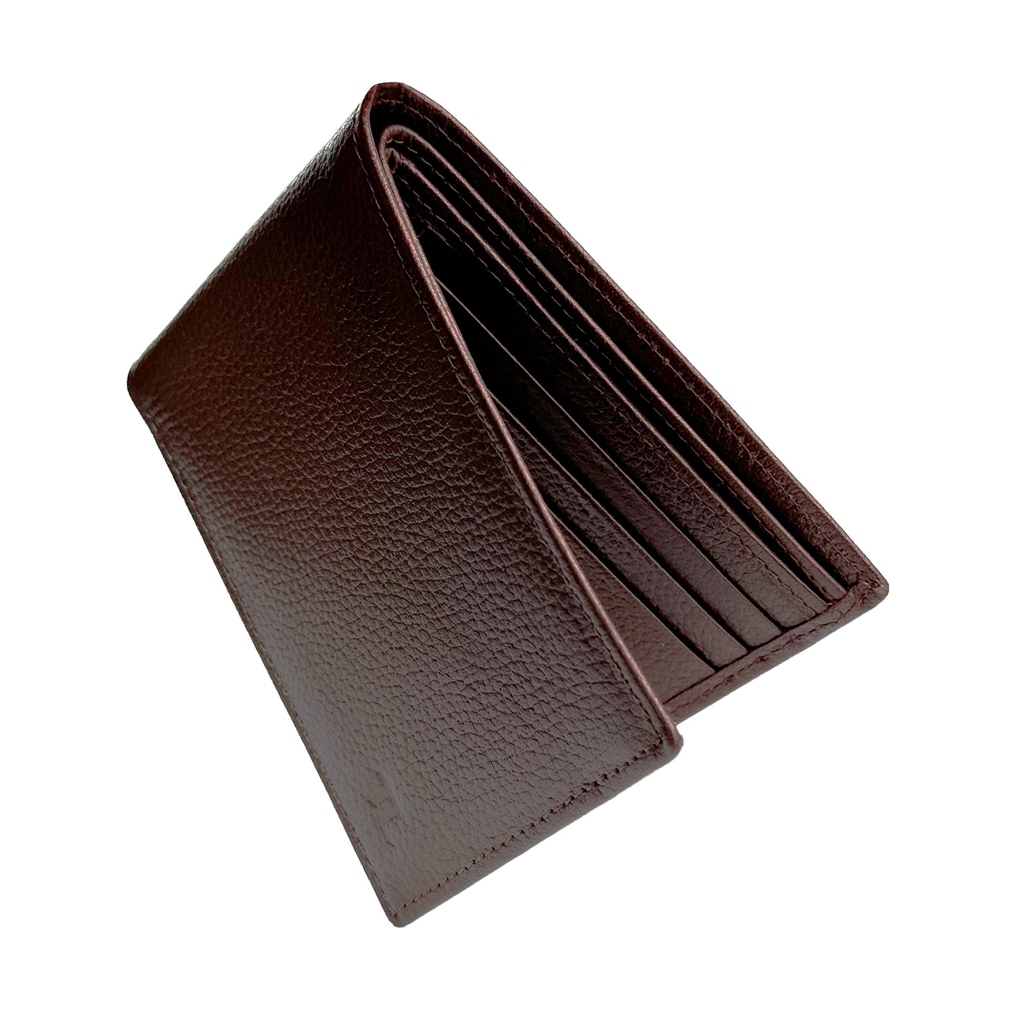 Brown leather wallet on a white background
