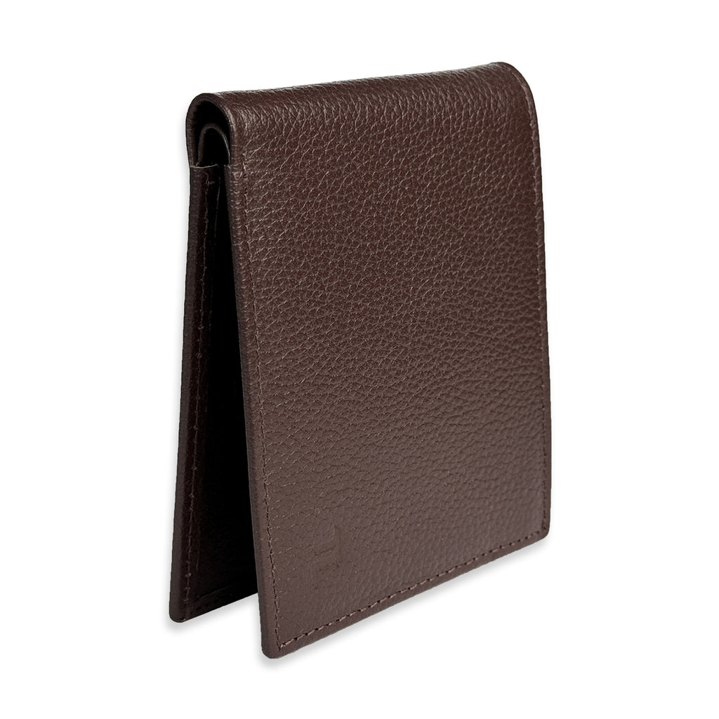 Brown leather wallet on a white background