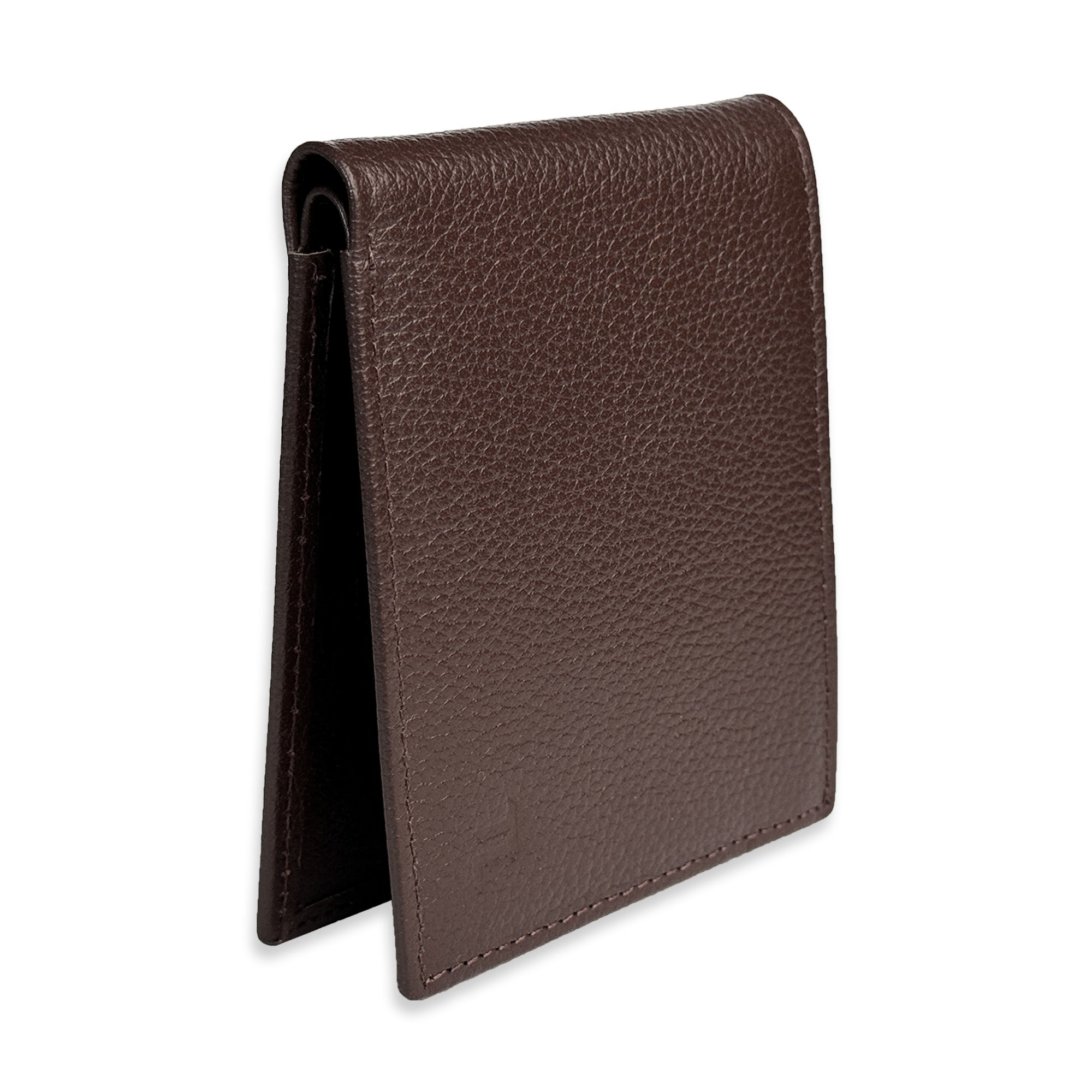 Brown leather wallet on a white background